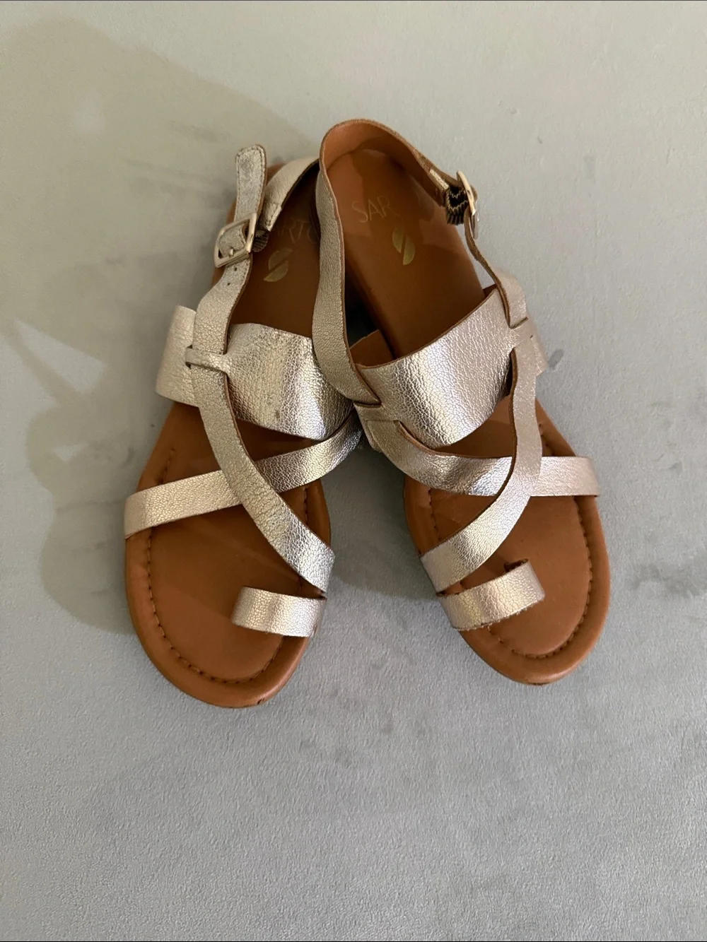 SARTO By Franco Sarto Metallic Crisscross Slingback Sandals - Rose Gold